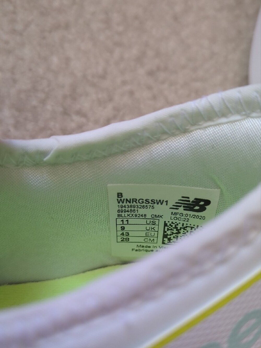New Balance Women's White Athletic Sneakers with Blue & Yellow - Picture 8 of 11